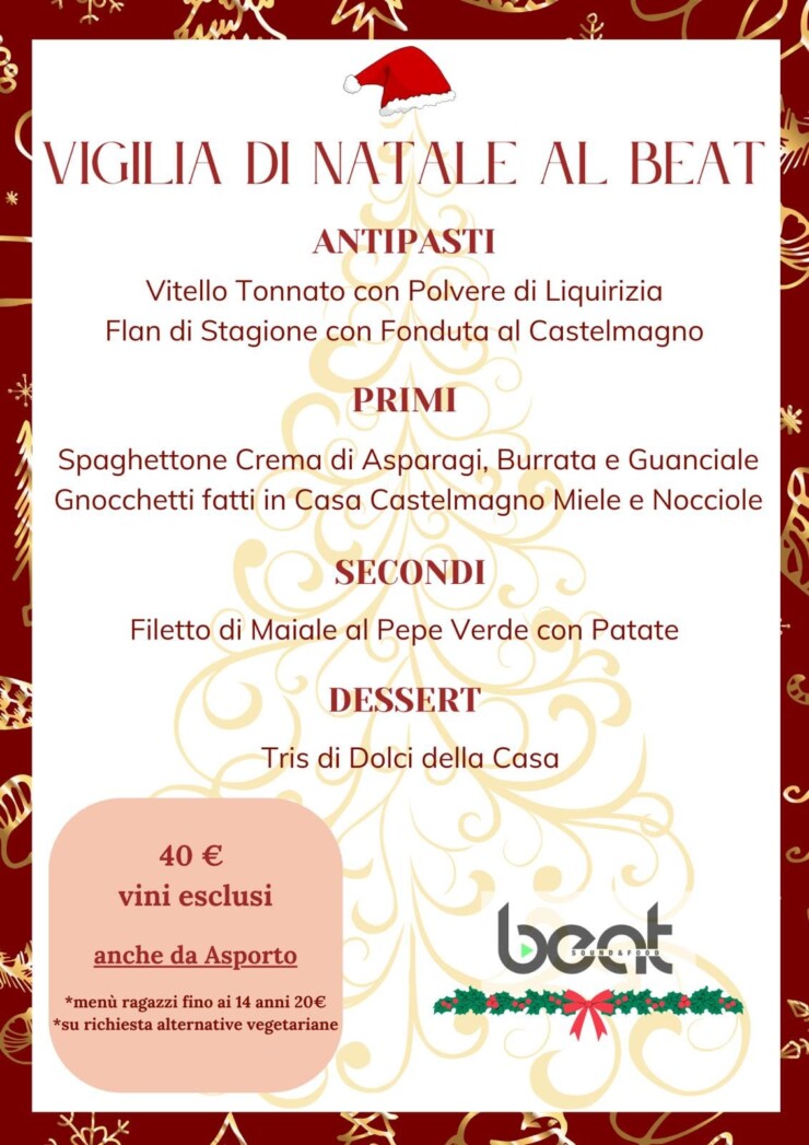 BARGE: Cena Vigilia di Natale 2024 al Beat Sound & Food