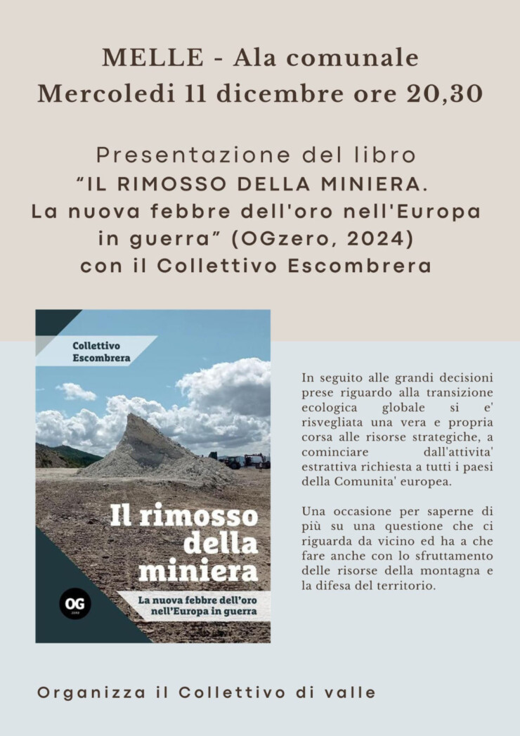 MELLE: Presentazione libro "Il rimosso della miniera" con il Collettivo Escombrera